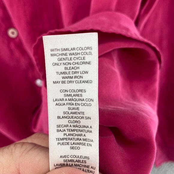 Chicos Shirt Womens 3 US Extra Large Pink Button Up Collar Roll Tab Long Sleeve - Picture 8 of 11